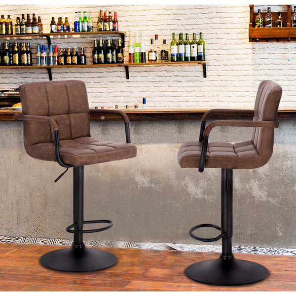 Brown leather bar stools with deals back